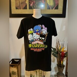 My Hero Academia Anime Hello Kitty and Friends Sanrio Black T-shirt Size M